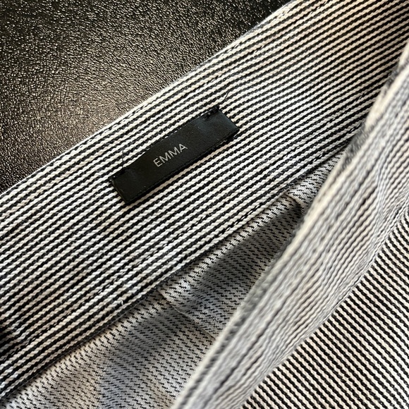 St. John Emma Black White Pinstripe Ankle Pants Sz 10 - Picture 5 of 10